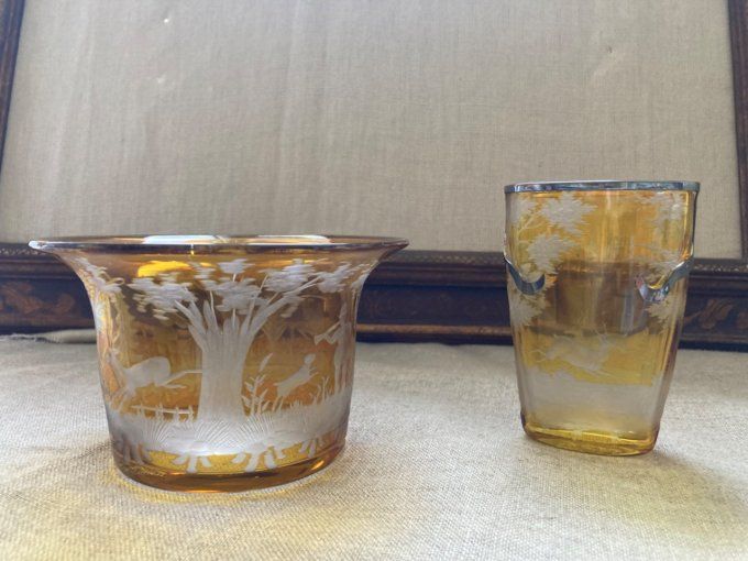 Vase à panse meplate cristal de Bohème jaune