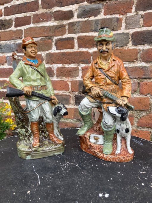Bouteille chasseur en céramique polychrome fabrication Italienne