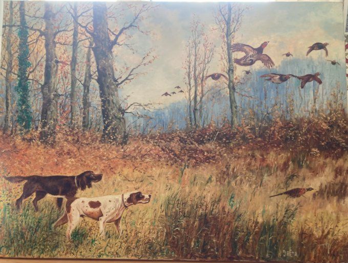 Tableau Scène de chasse peinture à l huile