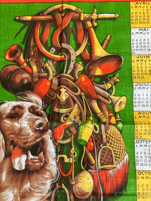 Torchon  calendrier chasse 1976