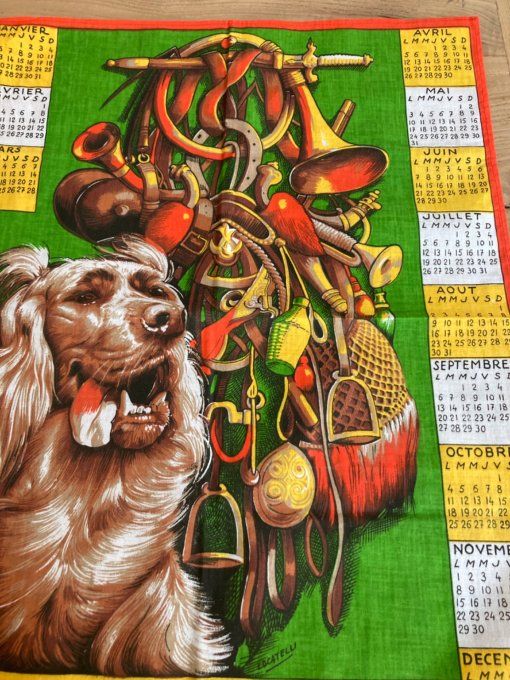 Torchon  calendrier chasse 1976