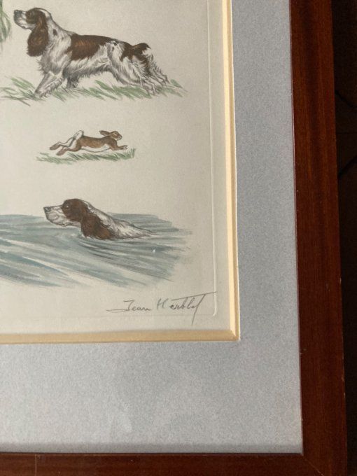 Jean Herblet. Étude de chiens, canards et lapin 