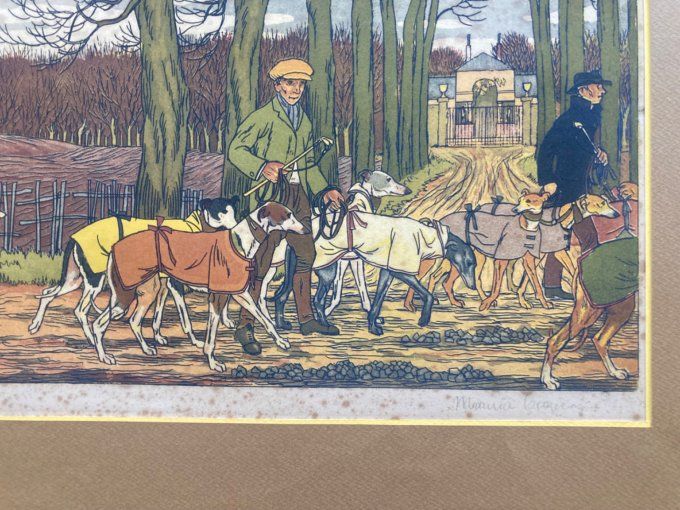 Maurice Taquoy  scène de chasse à courre