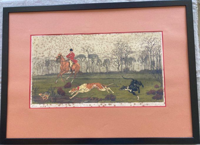 Maurice Taquoy. Scène de chasse à courre.