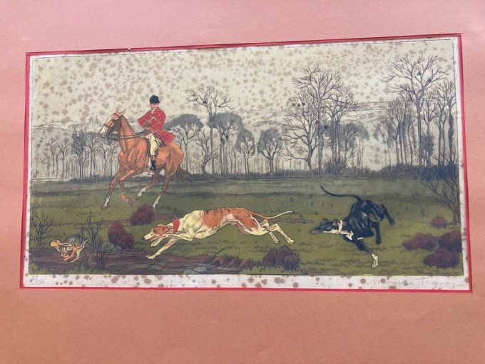 Maurice Taquoy. Scène de chasse à courre.