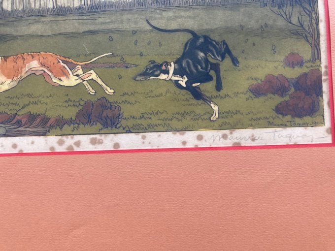 Maurice Taquoy. Scène de chasse à courre.