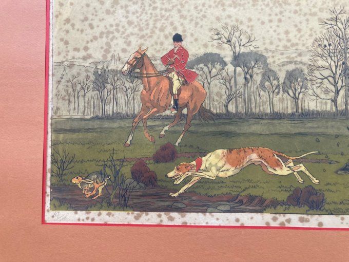 Maurice Taquoy. Scène de chasse à courre.