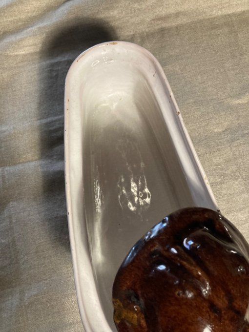 Terrine en faïence émaillée  marron lievre 