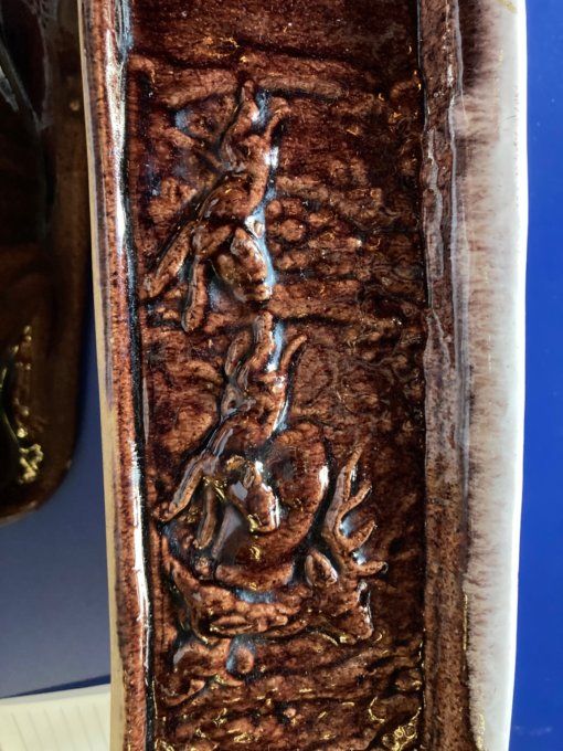 Terrine en faïence émaillée  marron lievre 