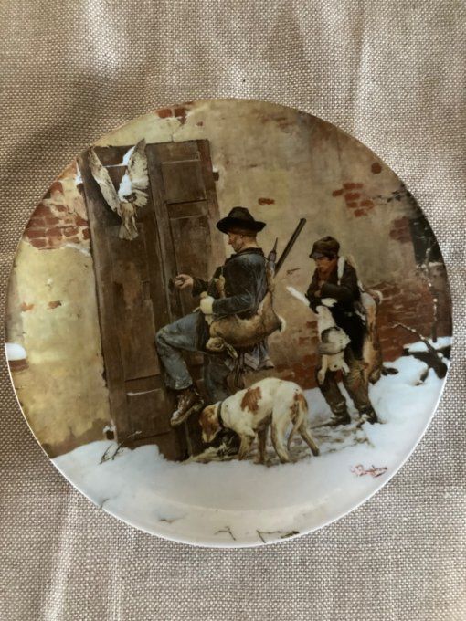 Assiette à décor de scène de chasse