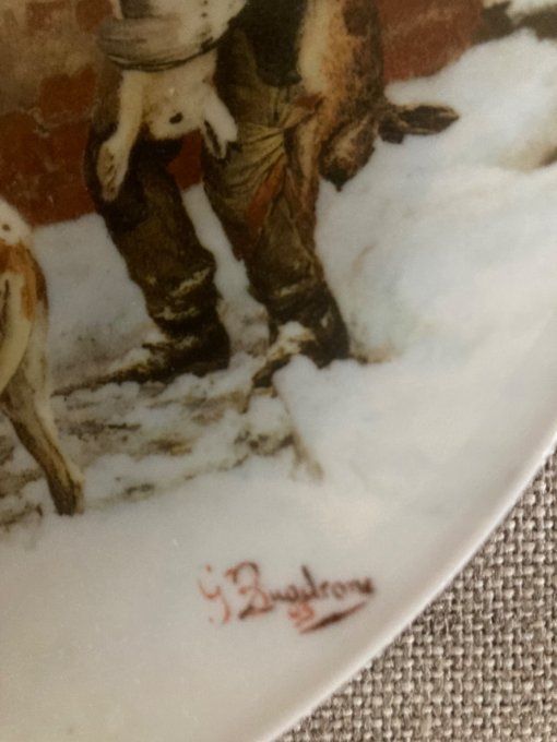 Assiette à décor de scène de chasse