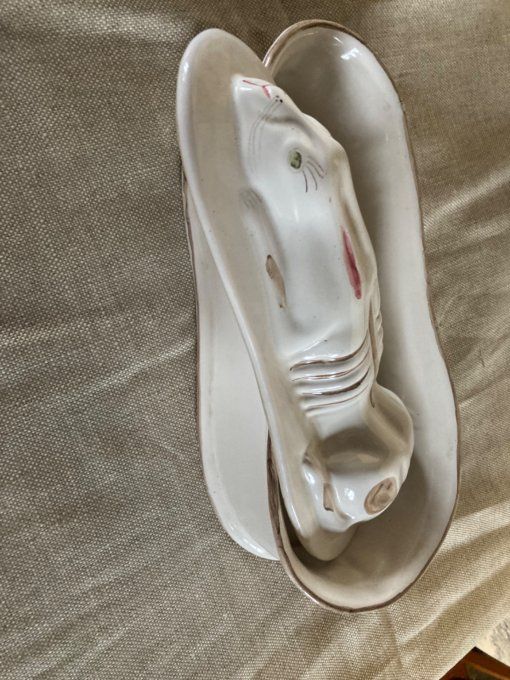 Terrine lièvre faïence blanche