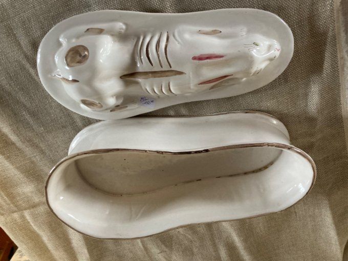 Terrine lièvre faïence blanche