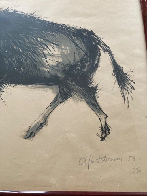 Lithographie d’ Albert Deman , le  Sanglier