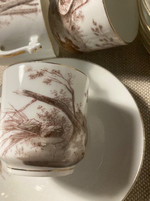 Tasses à café en porcelaine à décor de lièvre