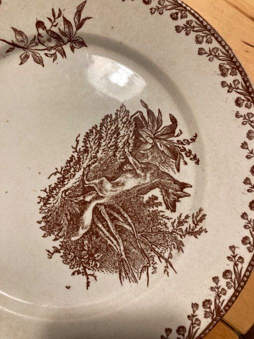 Assiette chasse F.F. Pexonne à décor de faisans et renard
