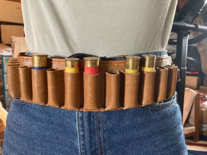 Cartouchière en cuir brun