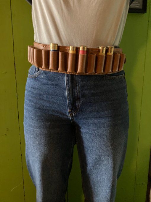 Cartouchière en cuir brun