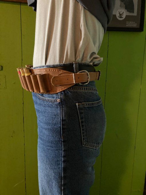 Cartouchière en cuir brun