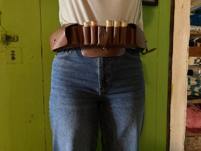 Cartouchière en cuir marron