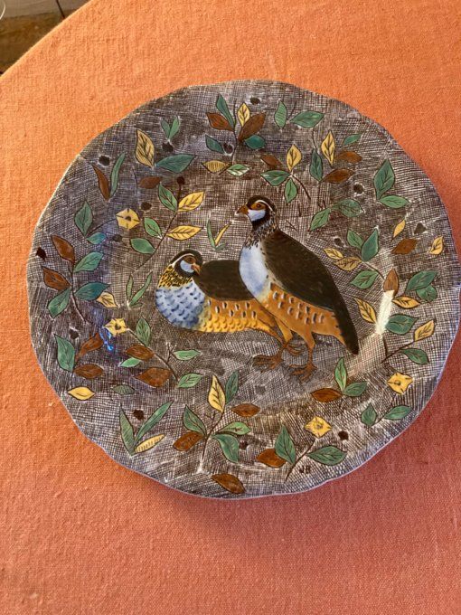 6 assiettes Gien Rambouillet, bécasse, faisans, perdrix, canard et lièvre