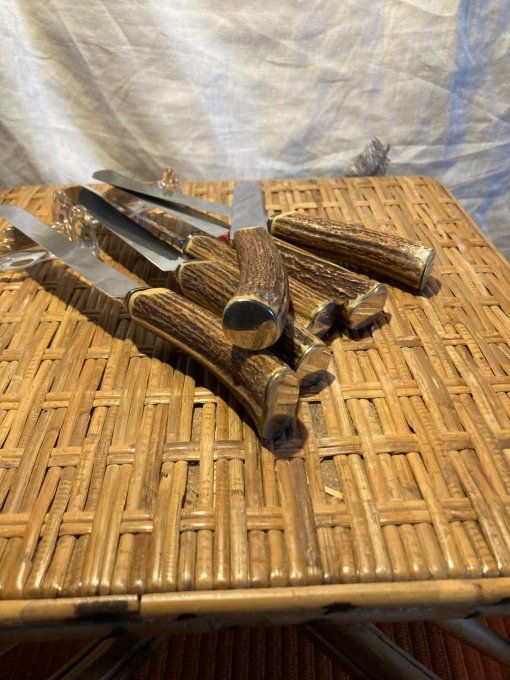 6 couteaux de Thiers manche en bois de cerf