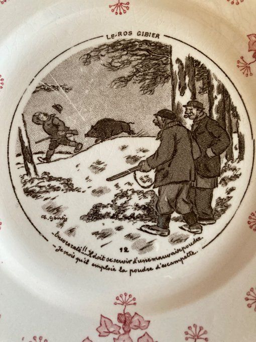 Assiette humoristique «  le gros gibier » n°12 