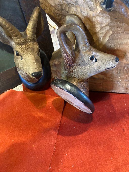 Sculpture tête de Chamois en plâtre T. Salvetti