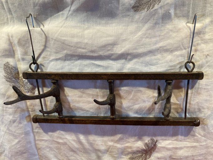 Porte manteau bois et bronze