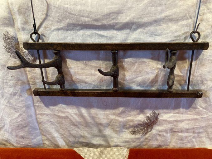 Porte manteau bois et bronze