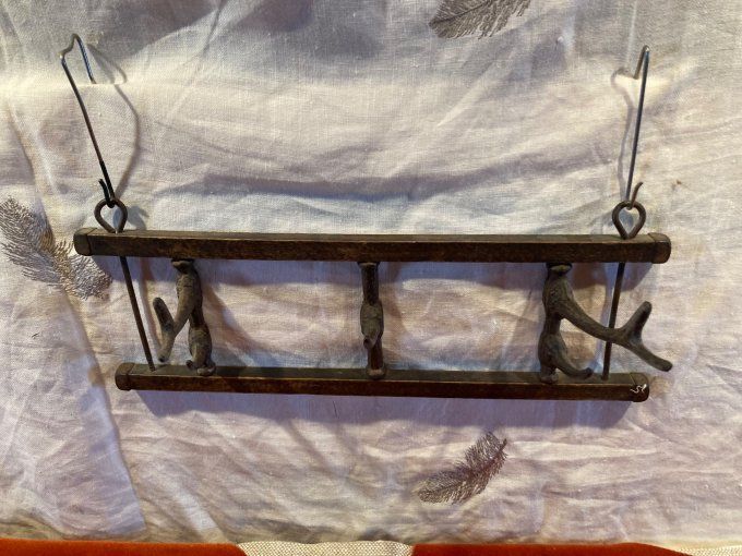 Porte manteau bois et bronze