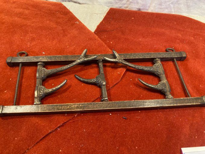 Porte manteau bois et bronze