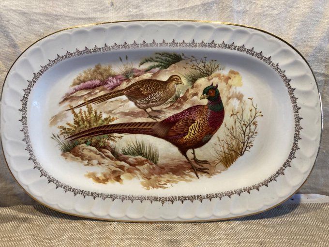 Plat faisan porcelaine à décor de faisans.