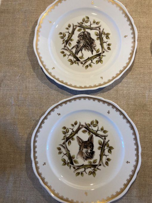 Ensemble de vaisselles en porcelaine de Couleuvre. 10 assiettes + plat + saucière