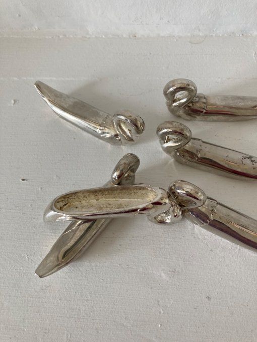 6 portes couteaux Cygnes en métal argenté