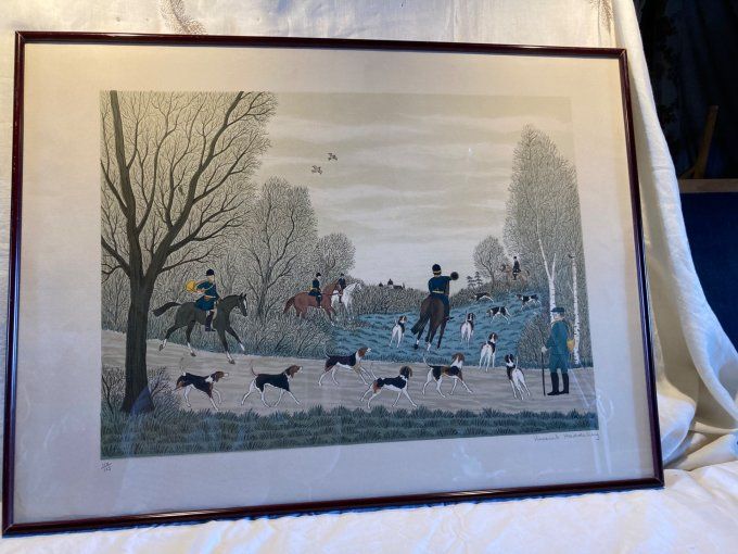 Vincent Haddelsey Litho chasse à courre