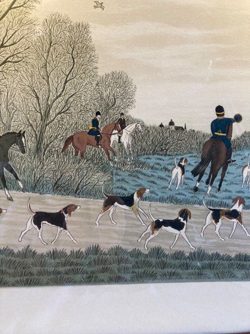 Vincent Haddelsey Litho chasse à courre