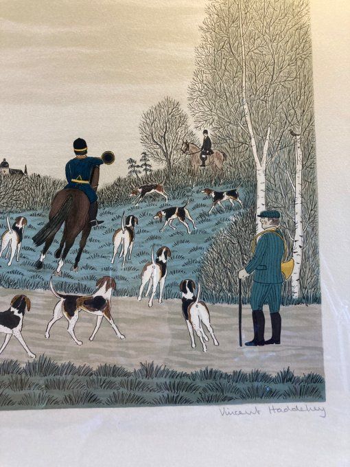 Vincent Haddelsey Litho chasse à courre