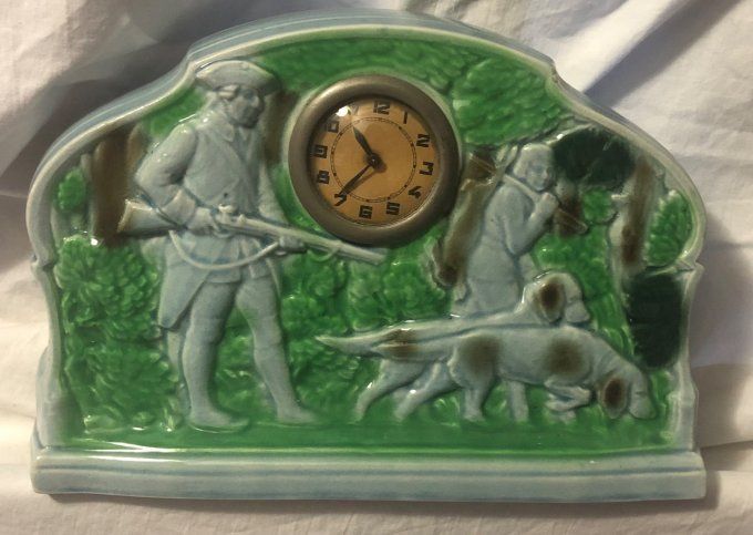 Pendulette Vintage décors chasse Sarreguemines Esdeve