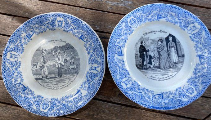 2 assiettes humoristiques « l ouverture de la chasse n°11 et 12 »