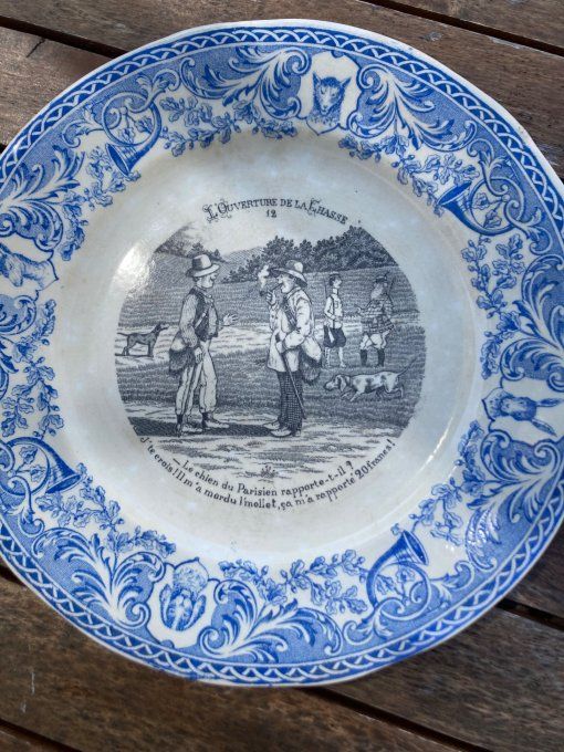 2 assiettes humoristiques « l ouverture de la chasse n°11 et 12 »