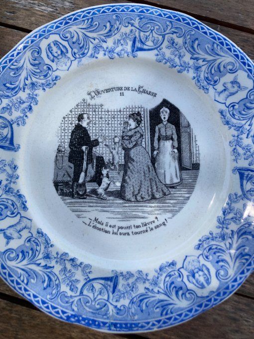 2 assiettes humoristiques « l ouverture de la chasse n°11 et 12 »