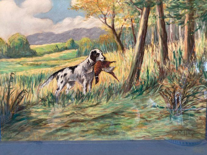 Deux faisans de R Haye pastel