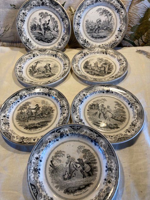 7 assiettes humoristiques Louis Lebeuf