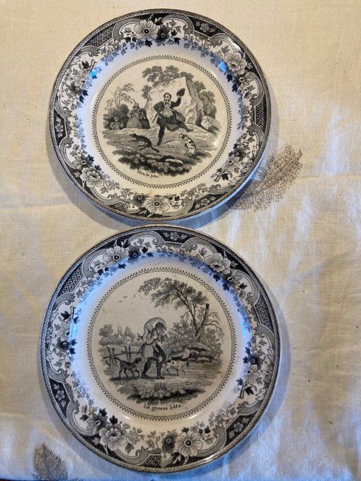 7 assiettes humoristiques Louis Lebeuf