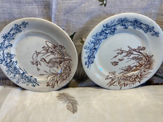 2 assiettes Terre de fer Chasse