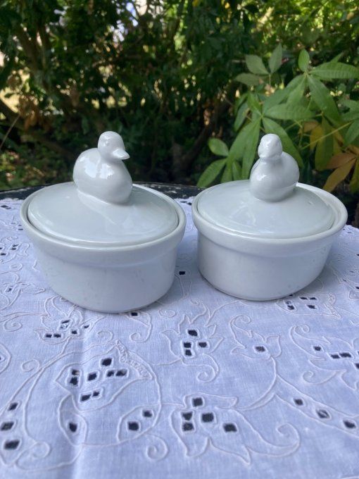 2 petites terrines Canard en porcelaine