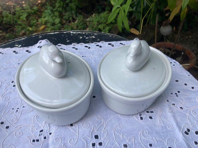2 petites terrines Canard en porcelaine