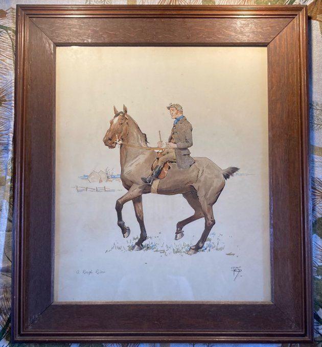 École anglaise, lithographie, A rough rider