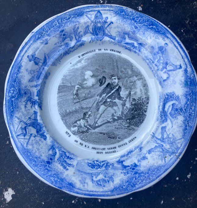 Assiette  humoristique. ouverture de la chasse n°3